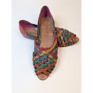 Sabatini Women's Size 9.5 Multicolor Woven Leather Huarache Flat Sandals Brazil